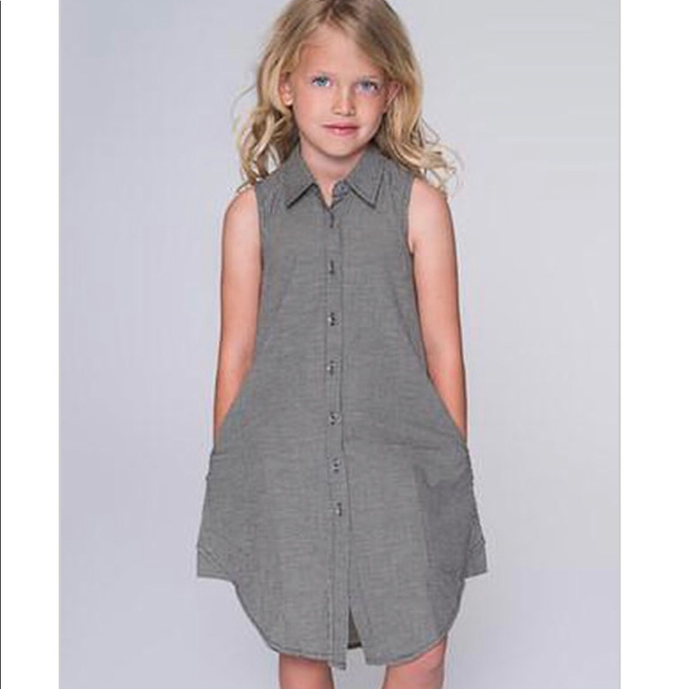 Girls grey button down dress